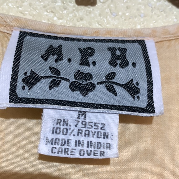 M.P.H. Top Sleeveless Blouse Tan Brown M Rayon Embroidered - Picture 10 of 16